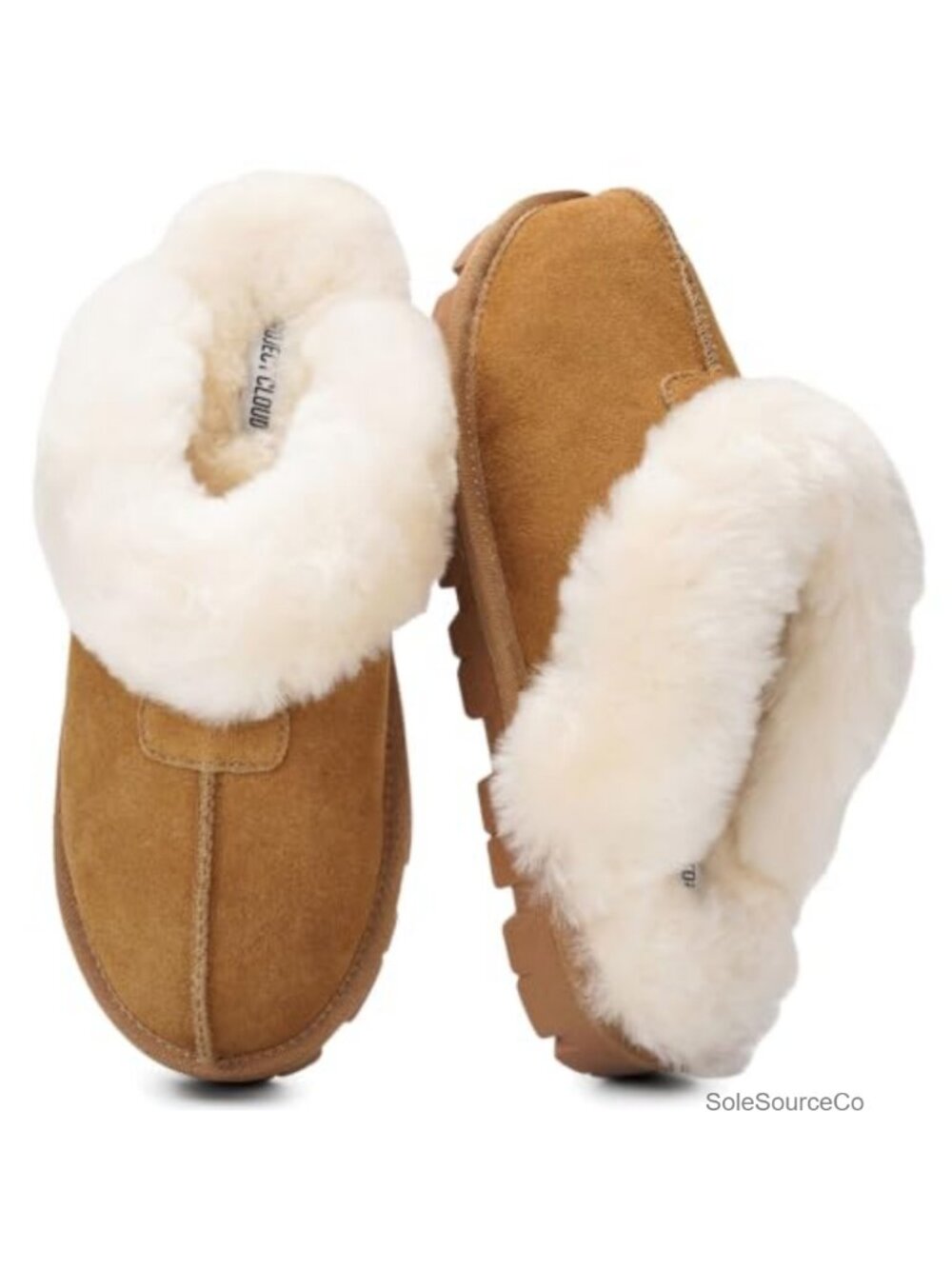Genuine Leather Fur-Lined Memory Foam Clog Slippers for Women Non-Slip